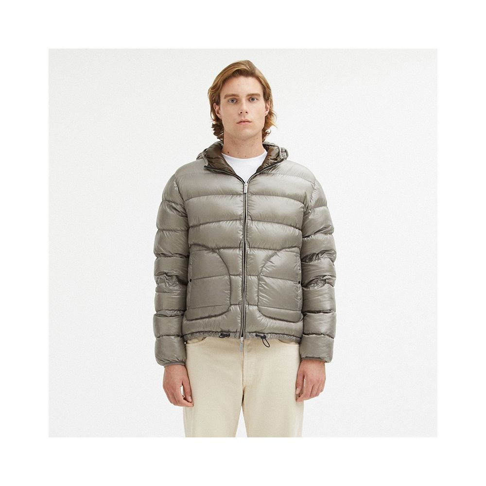 Centogrammi Reversible Hooded Jacket in Dove Grey and Brown Centogrammi