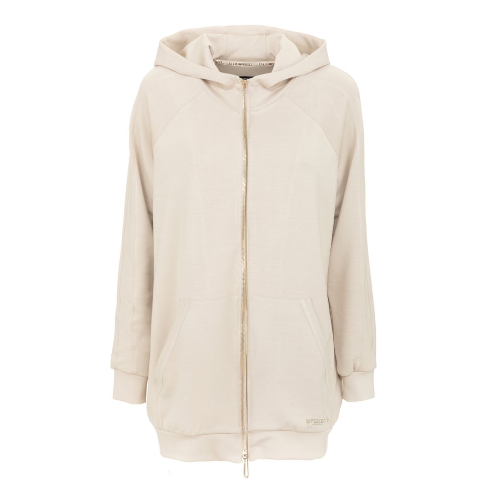 Imperfect Floral Back Print Beige Hoodie for Women Imperfect