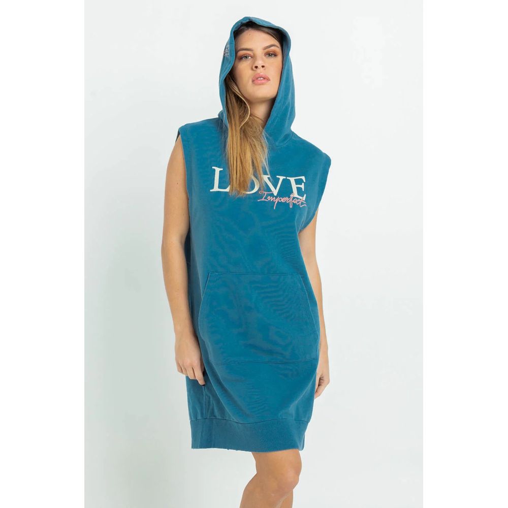 Imperfect Casual Blue Maxi Hooded Camisole Dress Imperfect