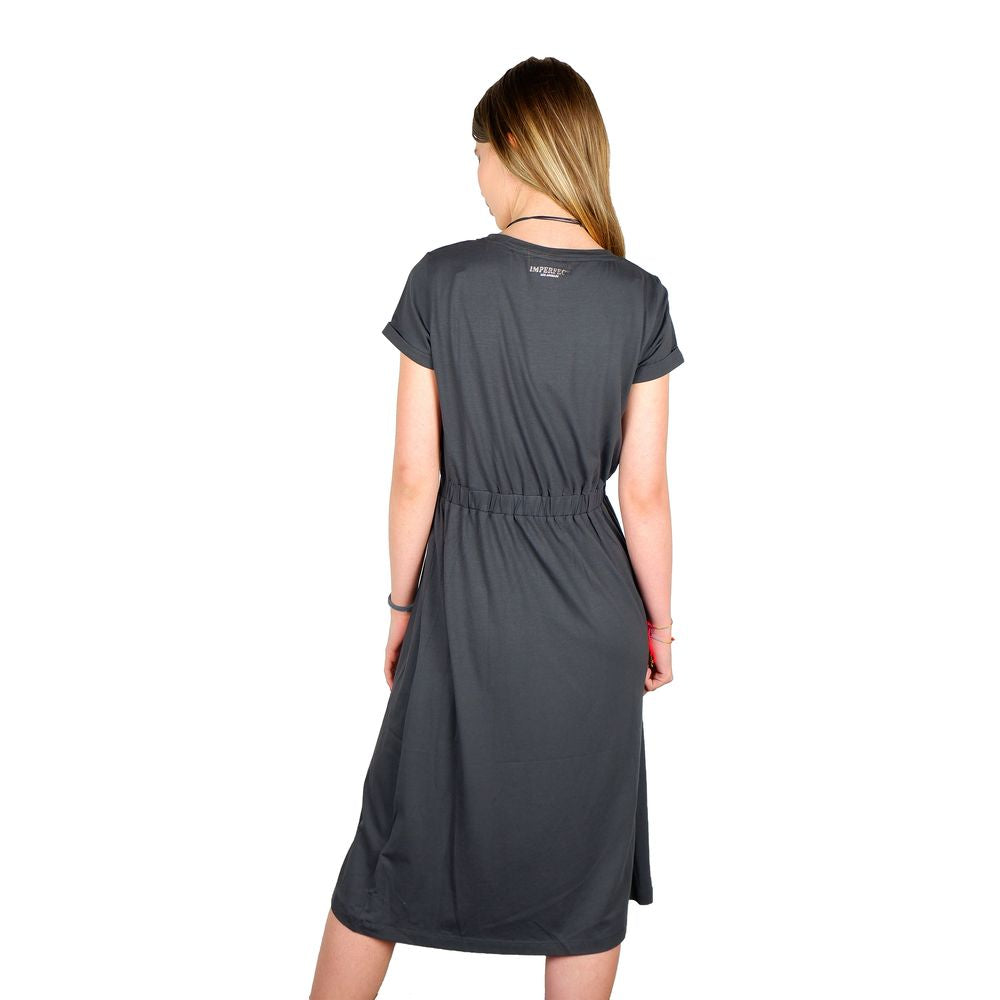 Imperfect Elegant Stretch Dress with Front Print Imperfect