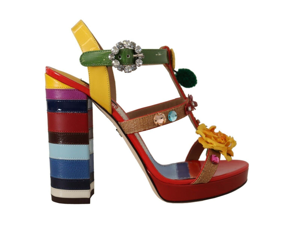 Dolce & Gabbana Multicolor Floral Ankle Strap Heels Dolce & Gabbana