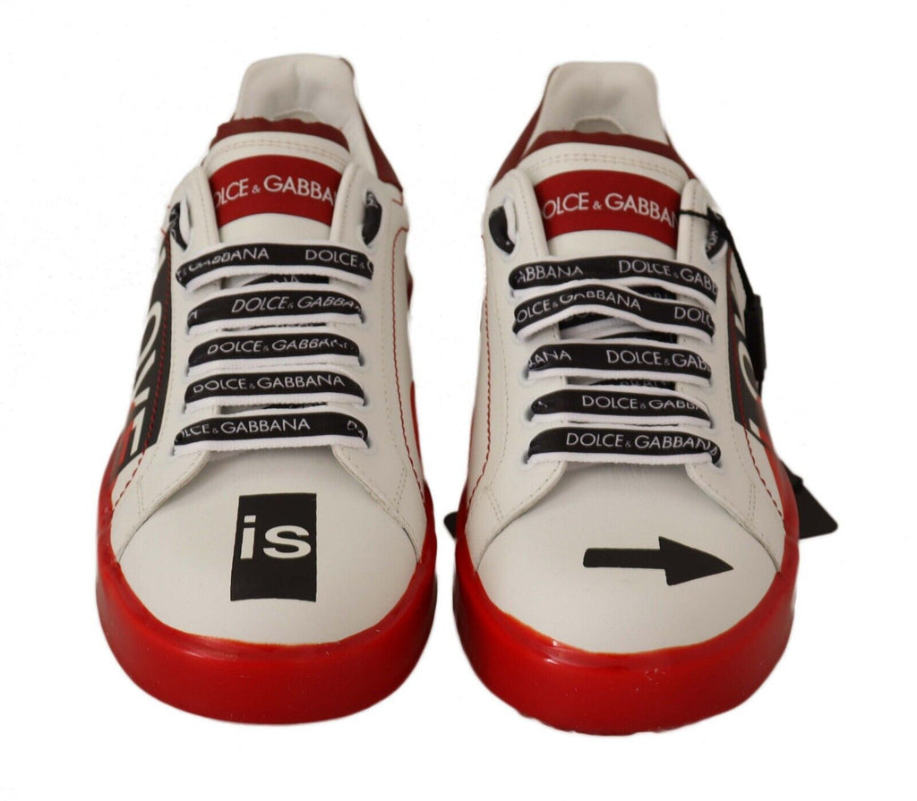 Dolce & Gabbana Asymmetrical Graphic Leather Sneakers Dolce & Gabbana
