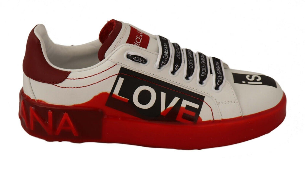 Dolce & Gabbana Asymmetrical Graphic Leather Sneakers Dolce & Gabbana