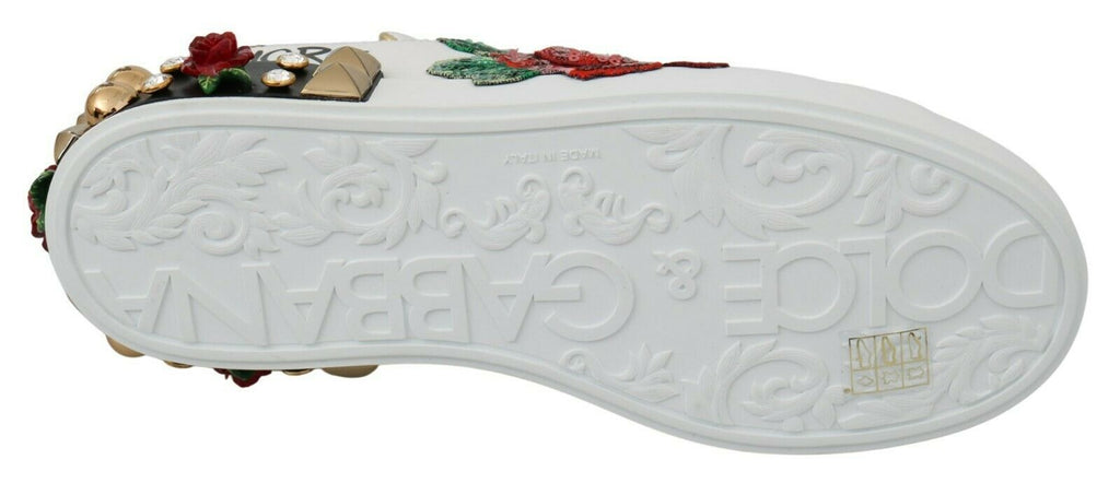 Dolce & Gabbana Elegant Sequined Floral Leather Sneakers Dolce & Gabbana