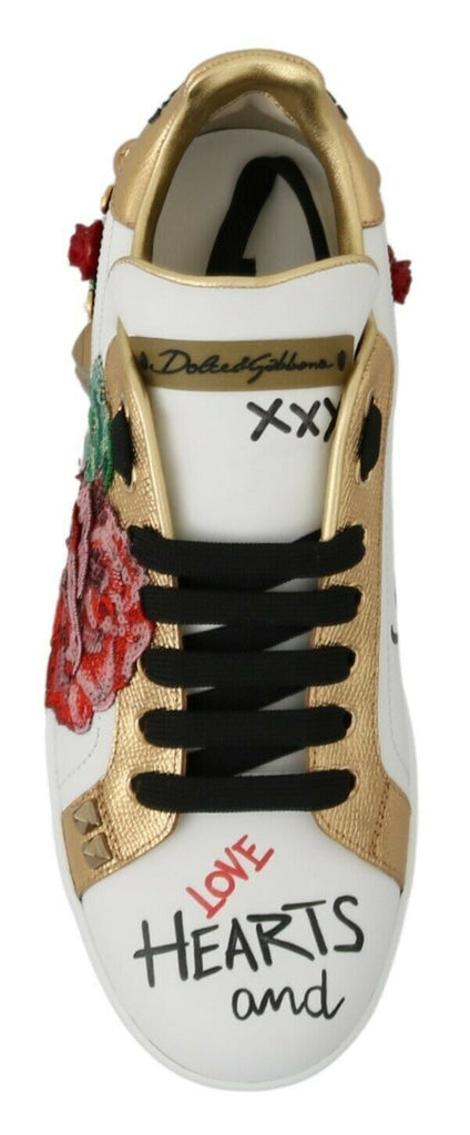 Dolce & Gabbana Elegant Sequined Floral Leather Sneakers Dolce & Gabbana