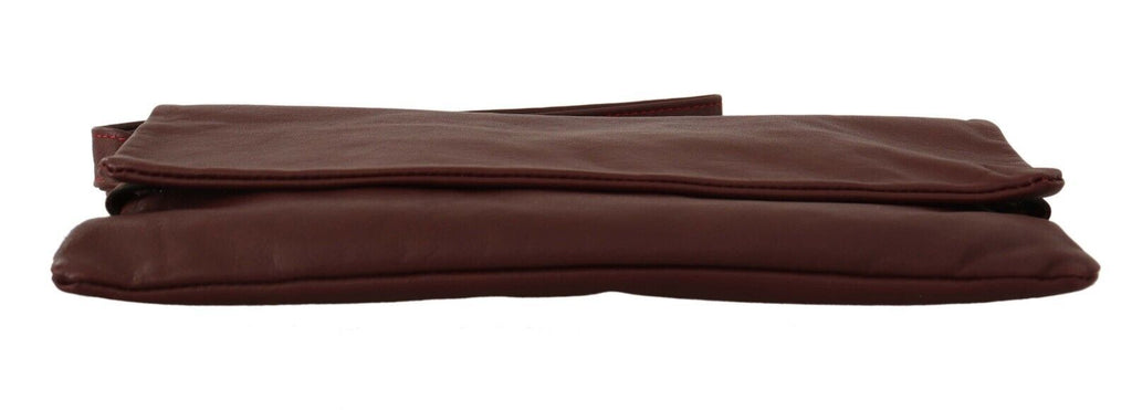 Elegant Brown Leather Clutch with Silver Detailing Luxe & Glitz