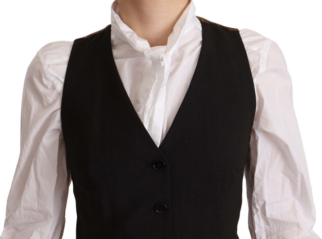Dolce & Gabbana Elegant Black Buttoned Vest Top Dolce & Gabbana
