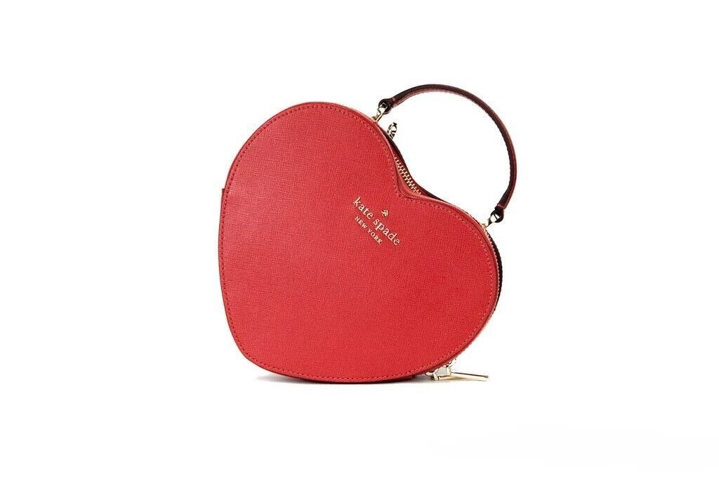 Kate Spade Love Shack Candied Cherry Saffiano Top Handle Heart Crossbody Handbag Red Kate Spade