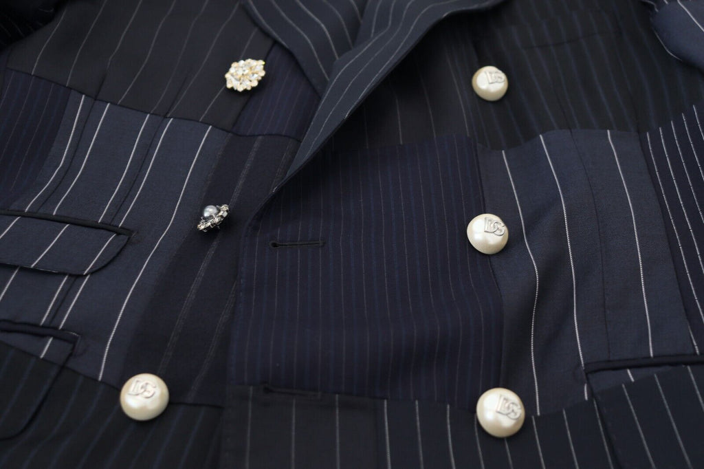 Dolce & Gabbana Elegant Navy Slim-Fit Double Breasted Blazer Dolce & Gabbana