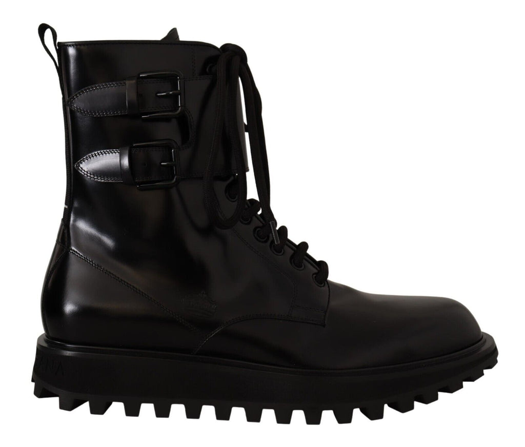Dolce & Gabbana Elegant Black Leather Ankle Boots Dolce & Gabbana