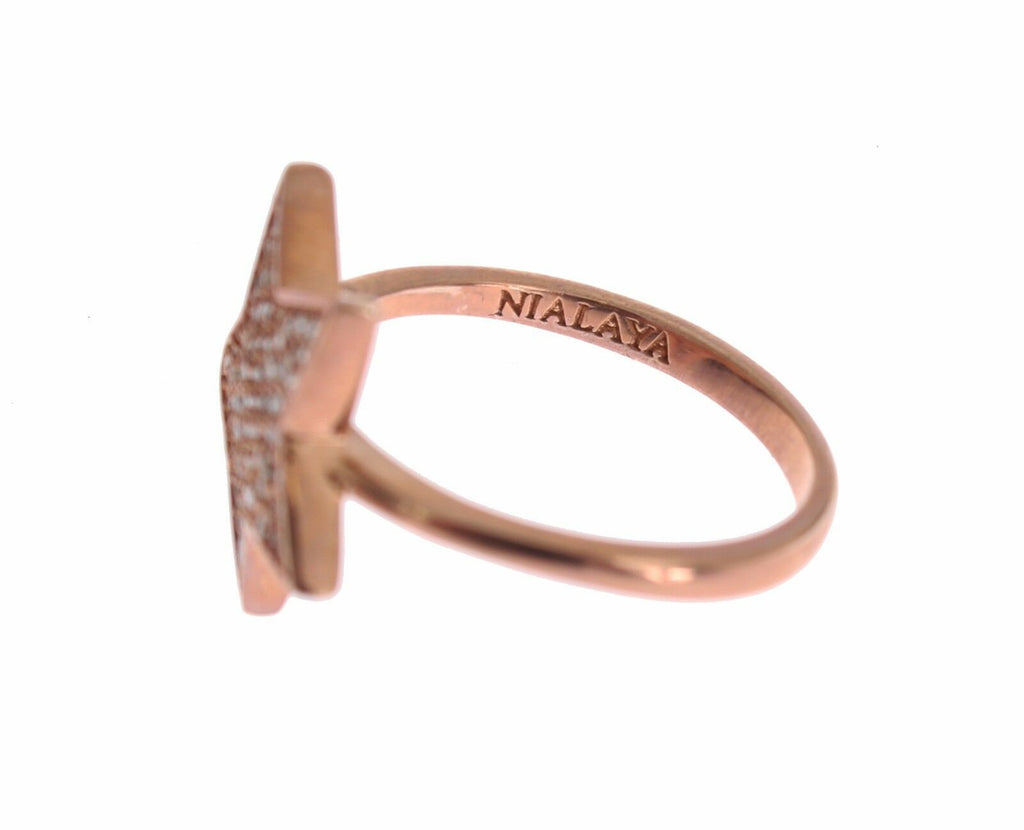 Nialaya Dazzling Pink Gold Plated Sterling Silver CZ Ring Nialaya