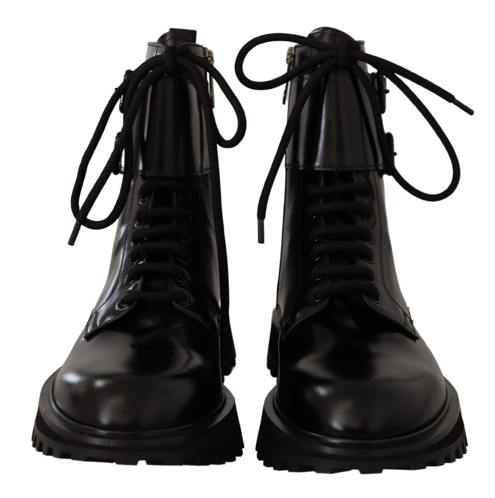 Dolce & Gabbana Elegant Black Leather Ankle Boots Dolce & Gabbana