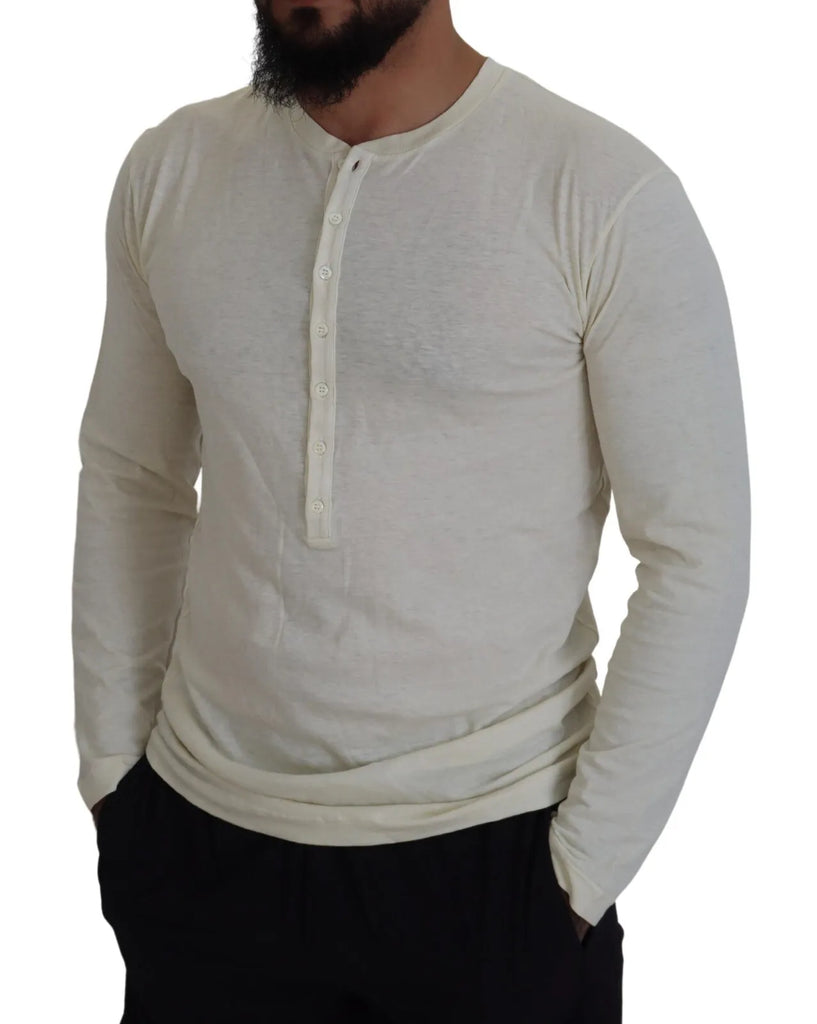 Dsquared² Beige Cotton Linen Long Sleeves Pullover Sweater Dsquared²