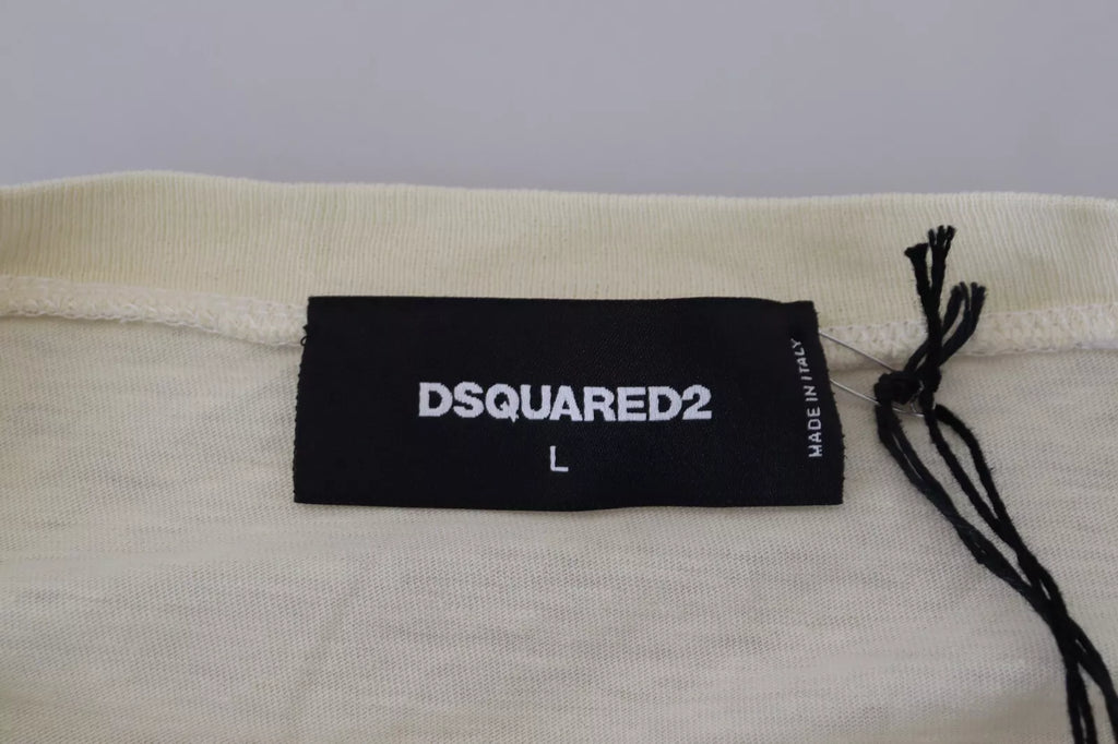 Dsquared² Beige Cotton Linen Long Sleeves Pullover Sweater Dsquared²