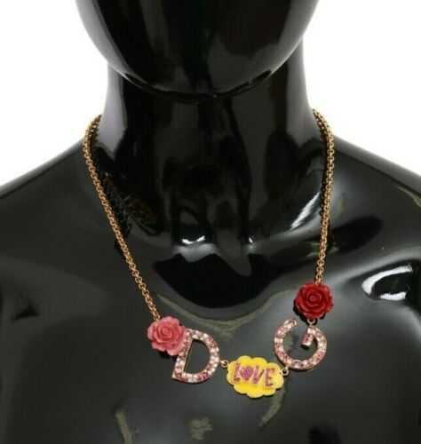 Dolce & Gabbana Gold Crystal Charm Statement Necklace Dolce & Gabbana