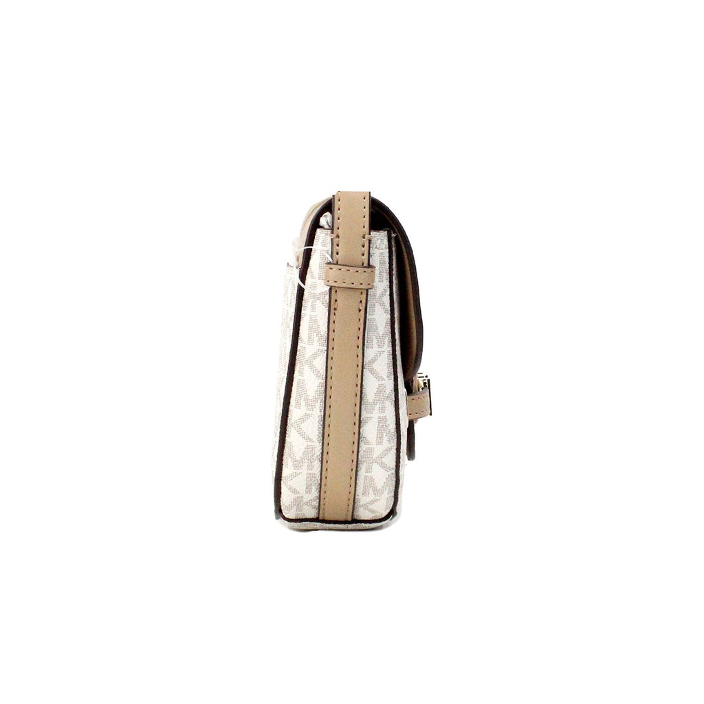 Michael Kors Reed Small Camel Signature PVC Flap Saddle Crossbody Bag Michael Kors