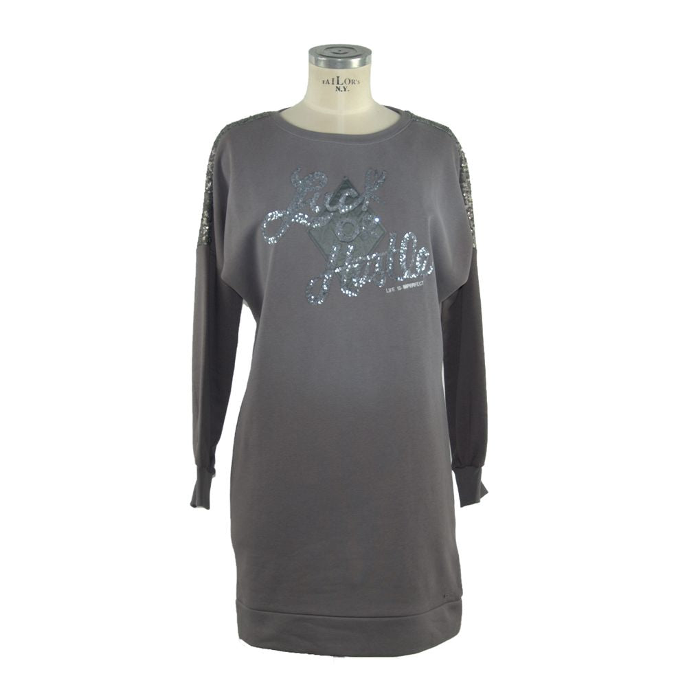 Imperfect Chic Long Sleeve Sweatshirt Dress in Gray - Luxe & Glitz