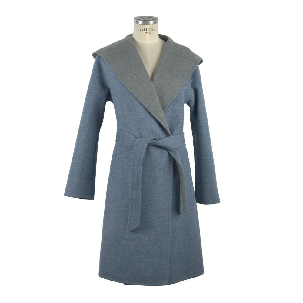Made in Italy Italian Elegance Two-Tone Wool Coat with Hood - Luxe & Glitz