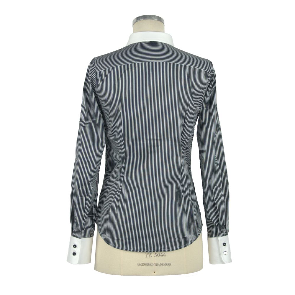 Made in Italy Chic Slim Fit Black Cotton Blouse Made in Italy