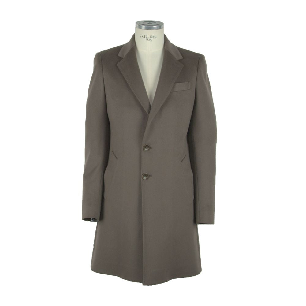 Made in Italy Elegant Italian Wool Coat in Rich Brown Hue Made in Italy