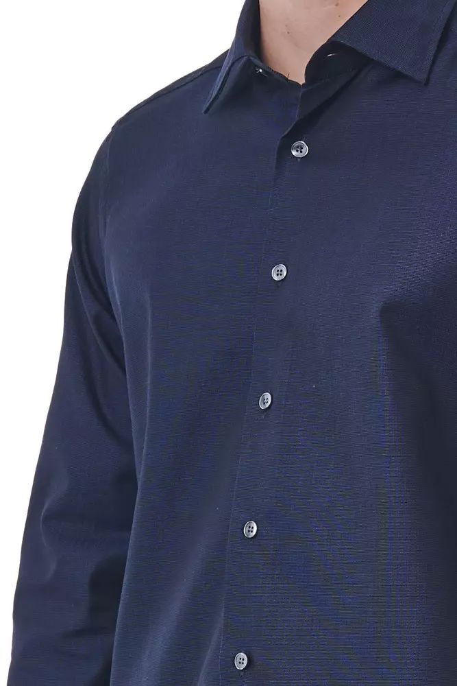 Bagutta Elegant Blue Regular Fit Italian Collar Shirt Bagutta