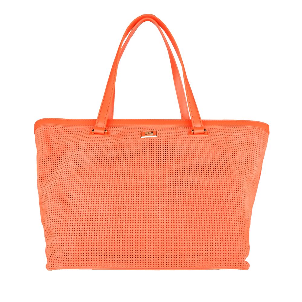 Cavalli Class Chic Dark Orange Leather Handbag Cavalli Class