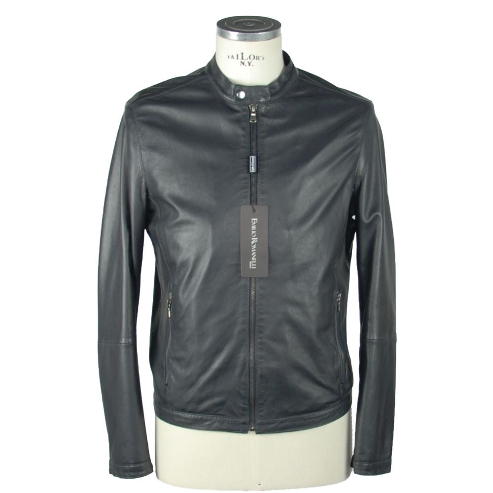 Emilio Romanelli Sapphire Elegance Leather Jacket Emilio Romanelli
