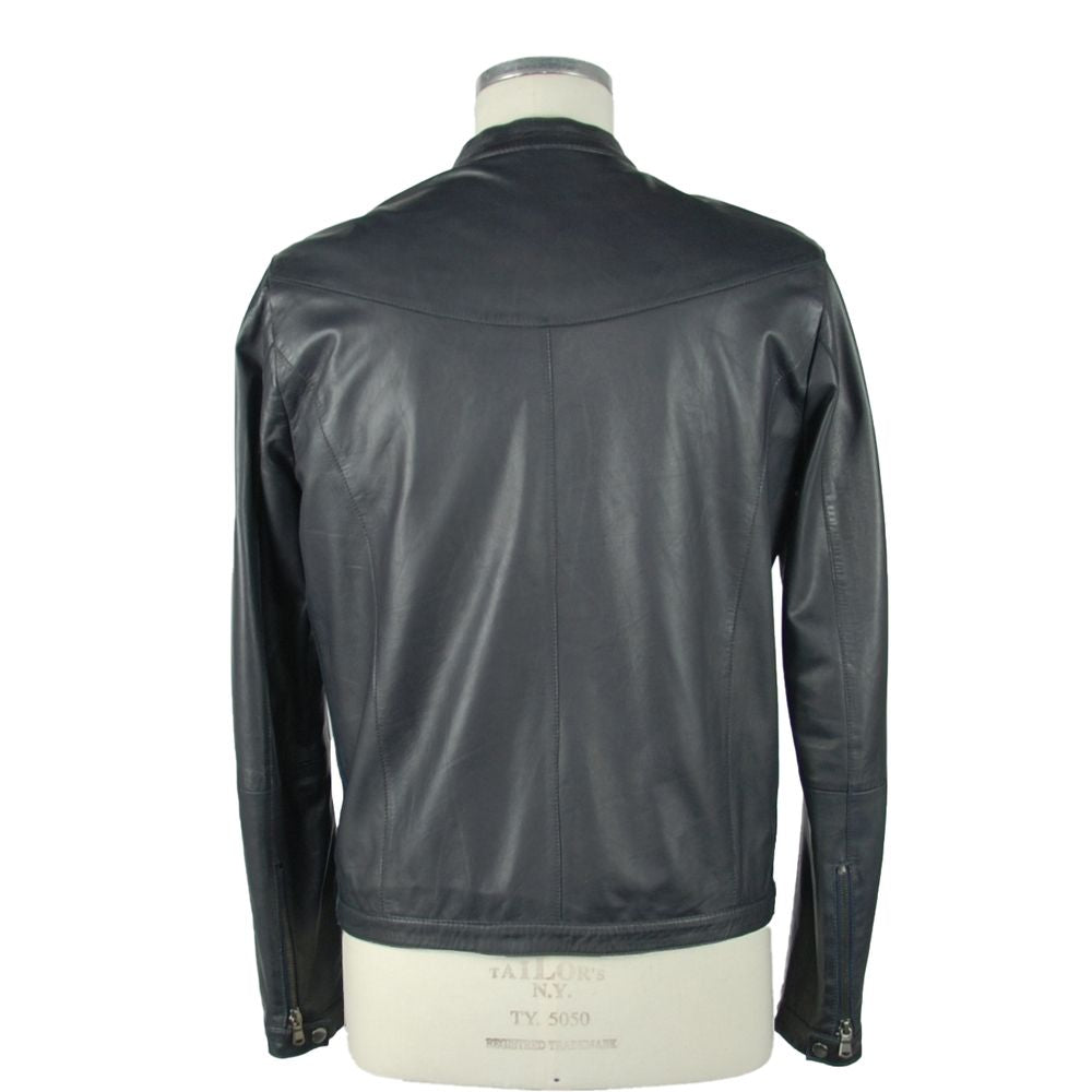 Emilio Romanelli Sapphire Elegance Leather Jacket Emilio Romanelli