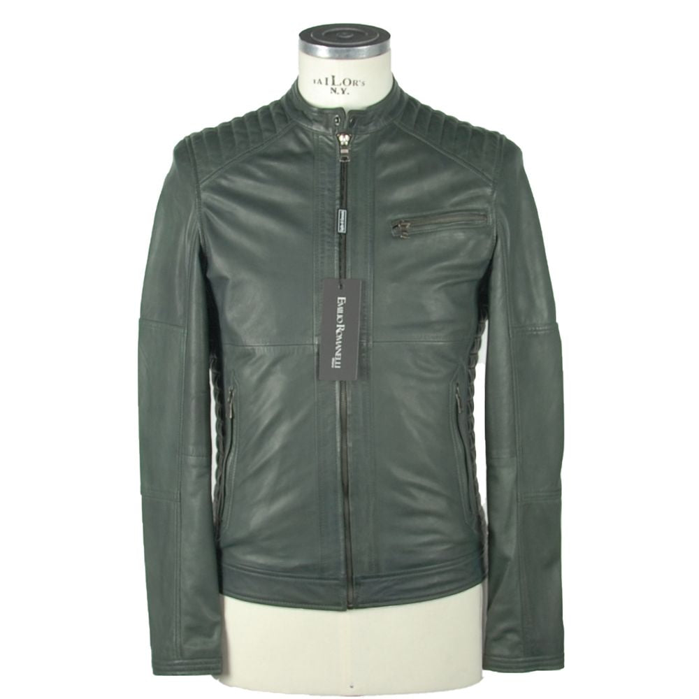 Emilio Romanelli Emerald Elegance Leather Jacket Emilio Romanelli