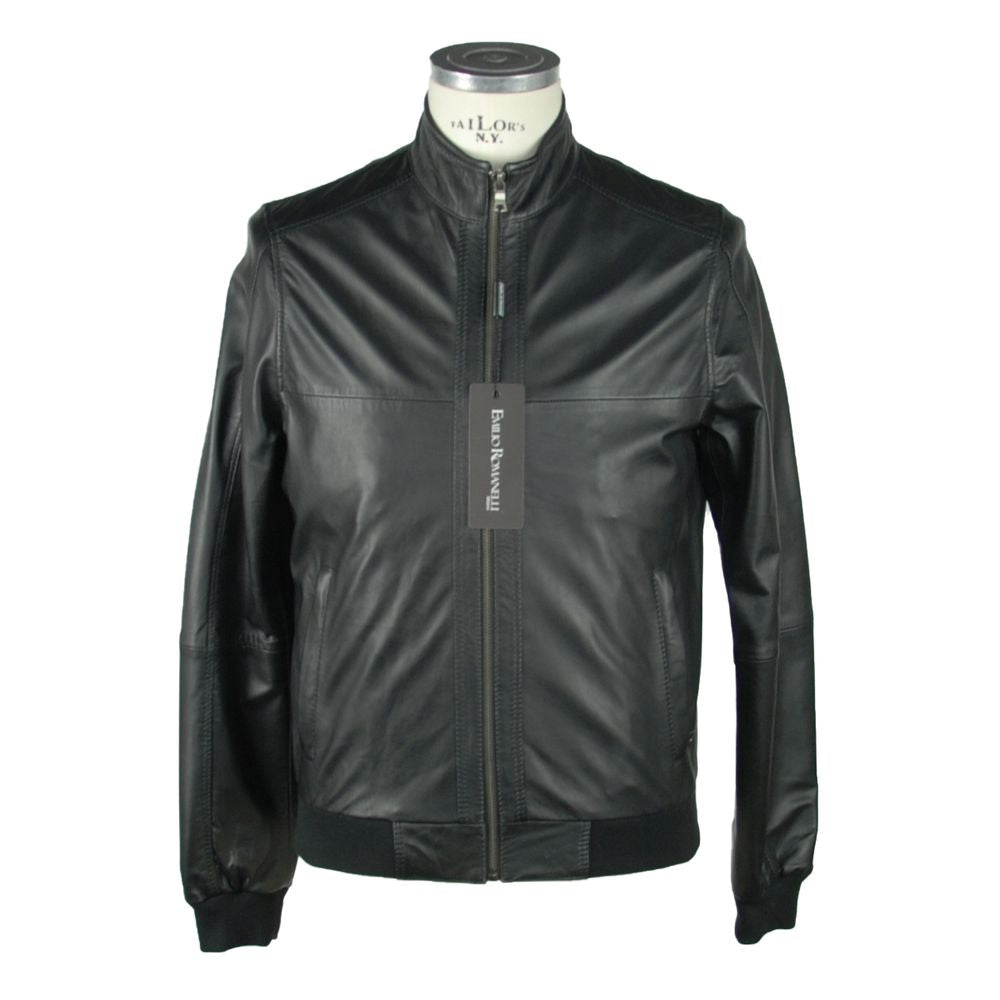 Emilio Romanelli Sleek Black Leather Jacket For Men Emilio Romanelli