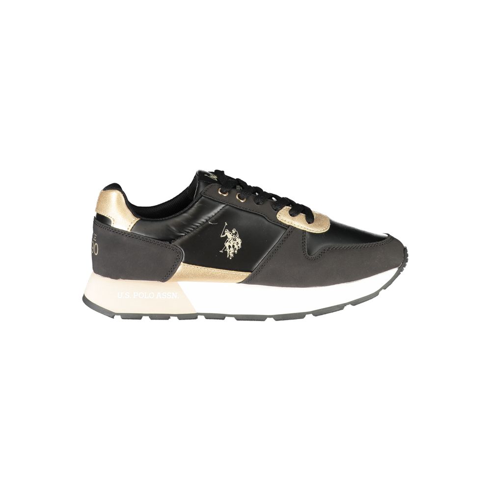 U.S. POLO ASSN. Chic Black Lace-Up Sneakers with Contrast Accents U.S. POLO ASSN.