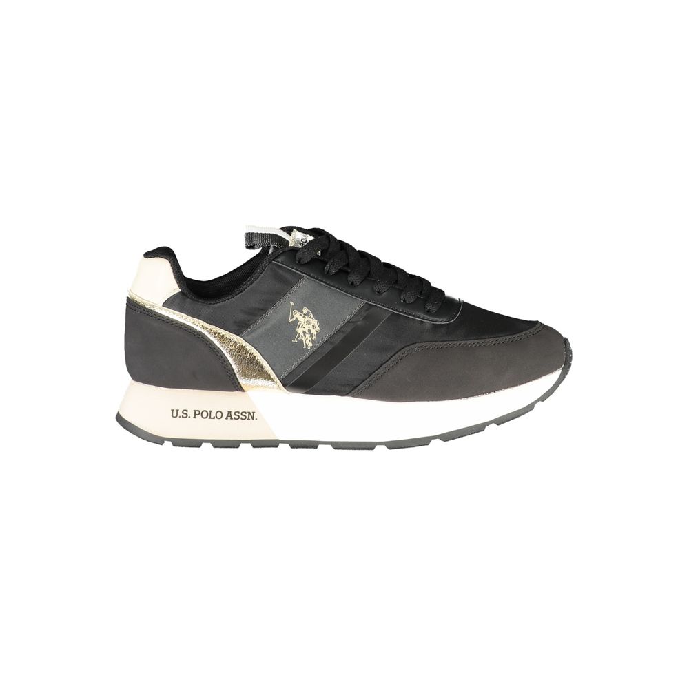U.S. POLO ASSN. Sleek Black Lace-Up Sneakers with Contrast Detail U.S. POLO ASSN.