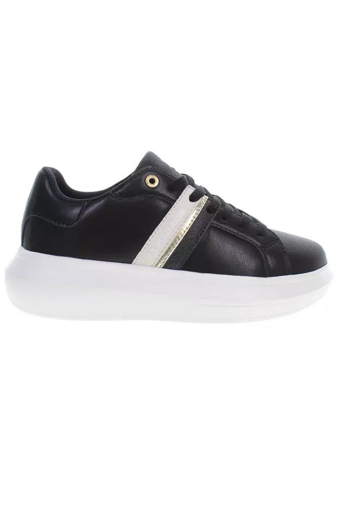 U.S. POLO ASSN. Chic Black Lace-Up Sneakers with Contrast Detailing U.S. POLO ASSN.