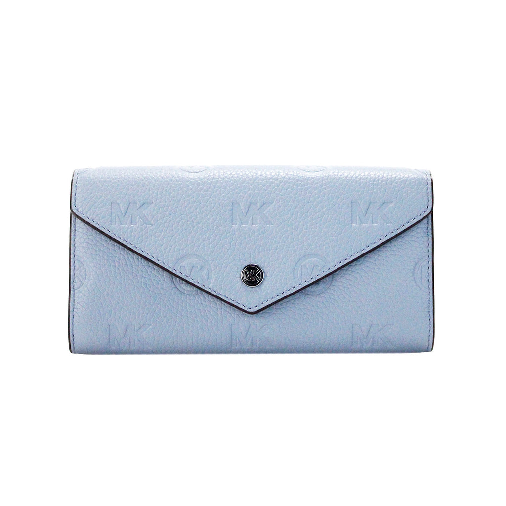 Michael Kors Jet Set Large Pale Blue Embossed Envelope Continental Clutch Wallet Michael Kors