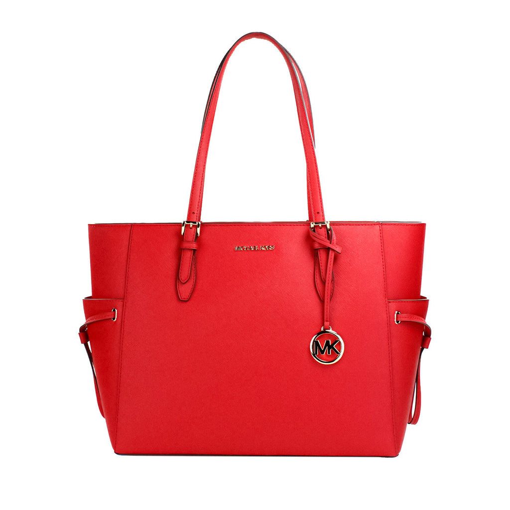 Michael Kors Gilly Large Bright Red Leather Drawstring Travel Tote Bag Purse Michael Kors