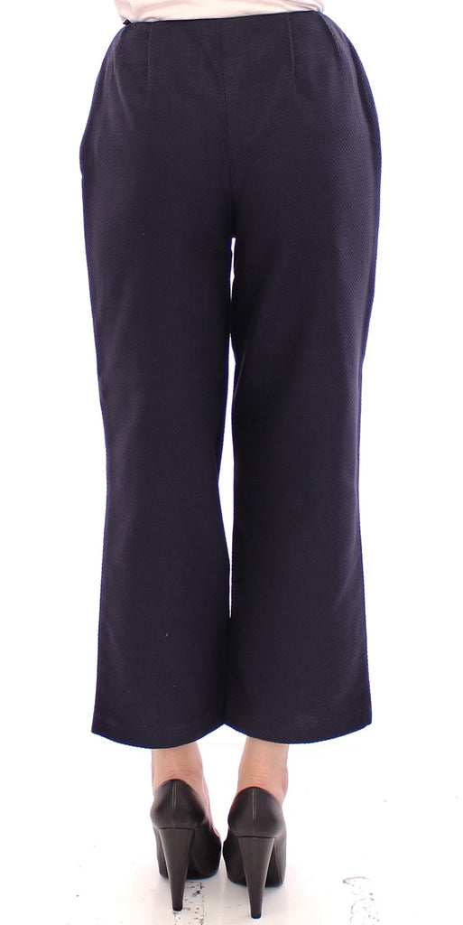 Andrea Incontri Blue Cropped Cotton Pants - Luxe & Glitz