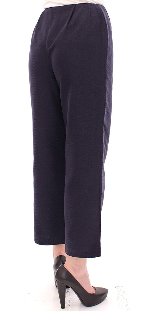 Andrea Incontri Blue Cropped Cotton Pants - Luxe & Glitz