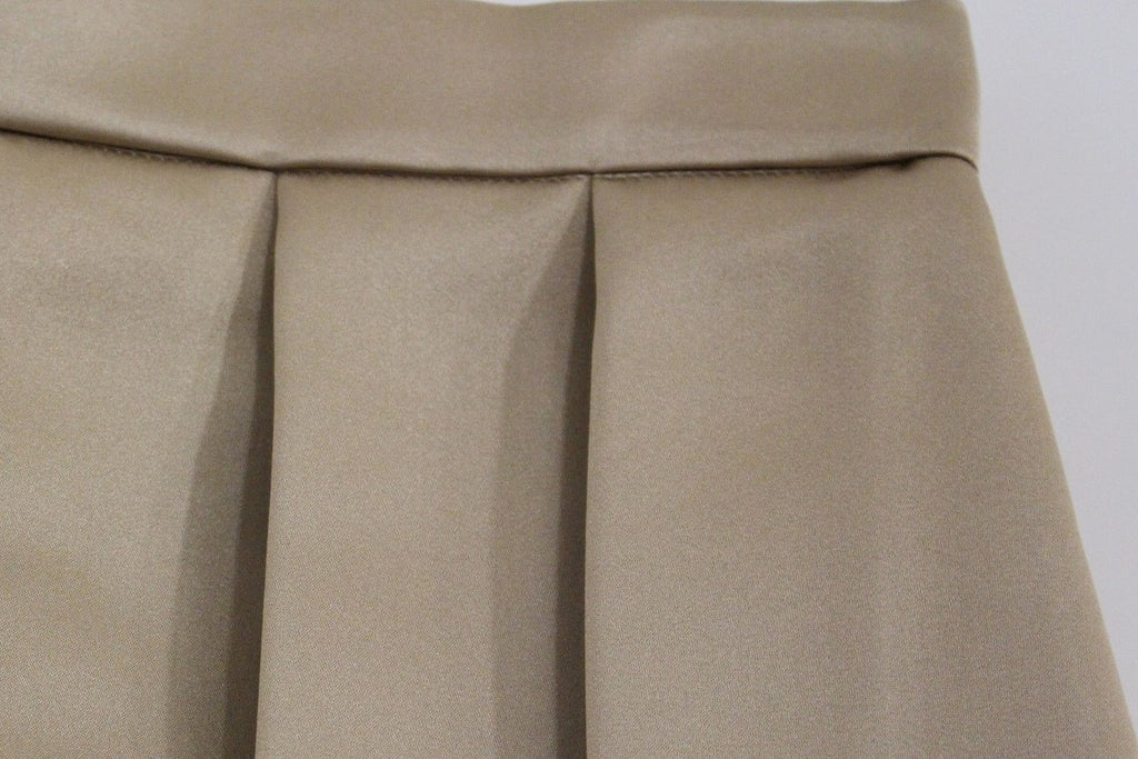 Andrea Incontri Brown Silk Solid Mini Pleated Skirt - Luxe & Glitz