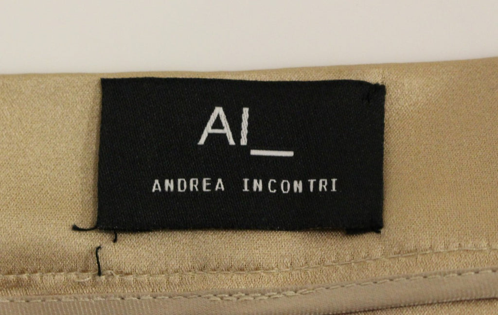 Andrea Incontri Brown Silk Solid Mini Pleated Skirt - Luxe & Glitz