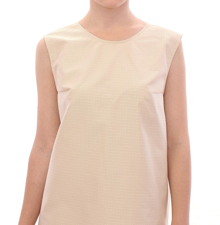 Andrea Incontri Beige Sleeveless Shift Mini Dress - Luxe & Glitz