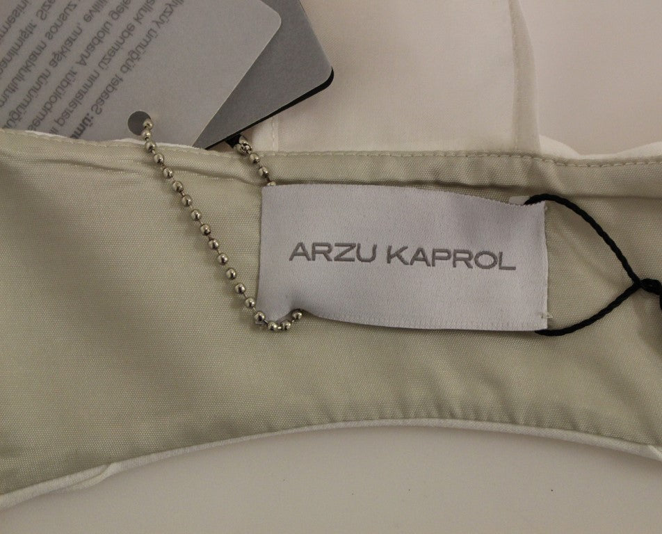 Arzu Kaprol White Lashes Open Back Vest Jacket - Luxe & Glitz