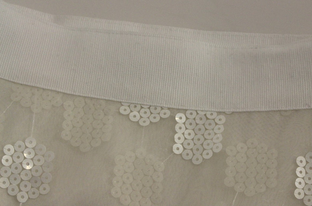 Koonhor White Sequined Straight Pencil Skirt - Luxe & Glitz