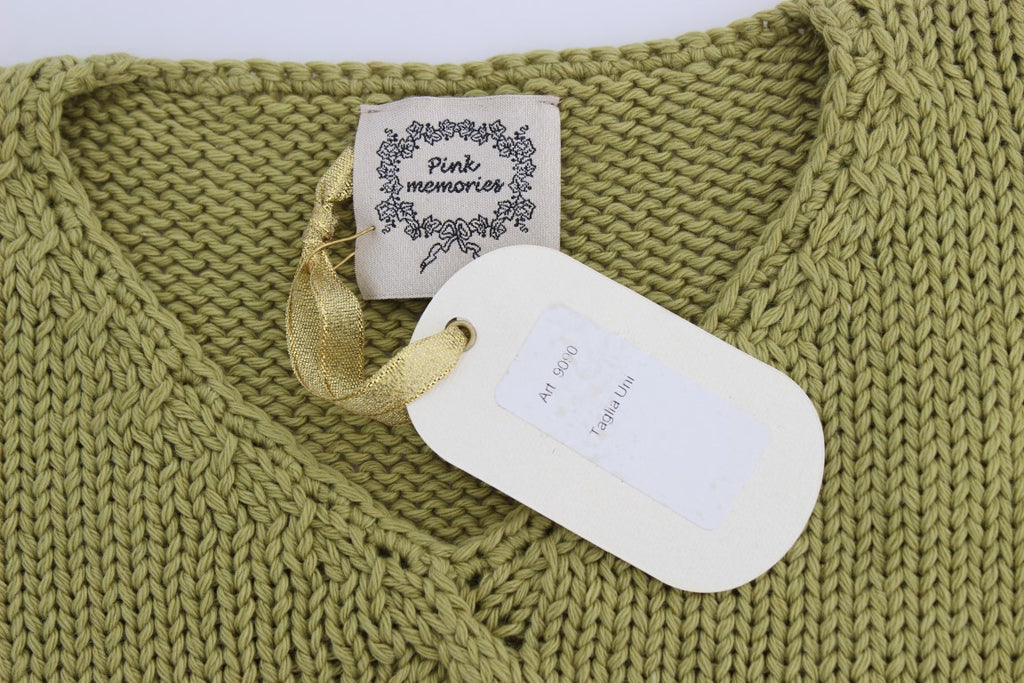 PINK MEMORIES Green Cotton Blend Knitted Sleeveless Sweater - Luxe & Glitz
