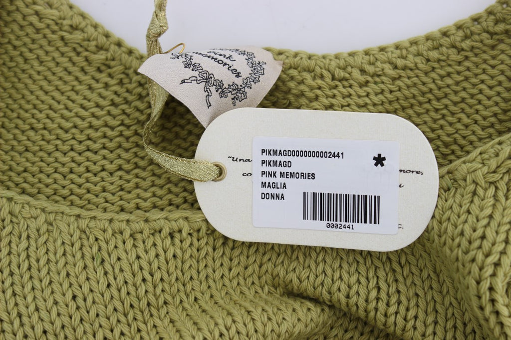 PINK MEMORIES Green Cotton Blend Knitted Sleeveless Sweater - Luxe & Glitz
