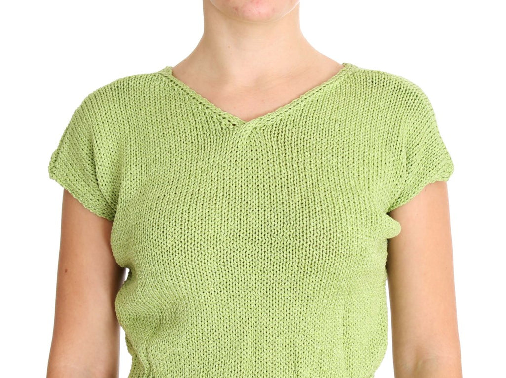PINK MEMORIES Green Cotton Blend Knitted Sweater - Luxe & Glitz