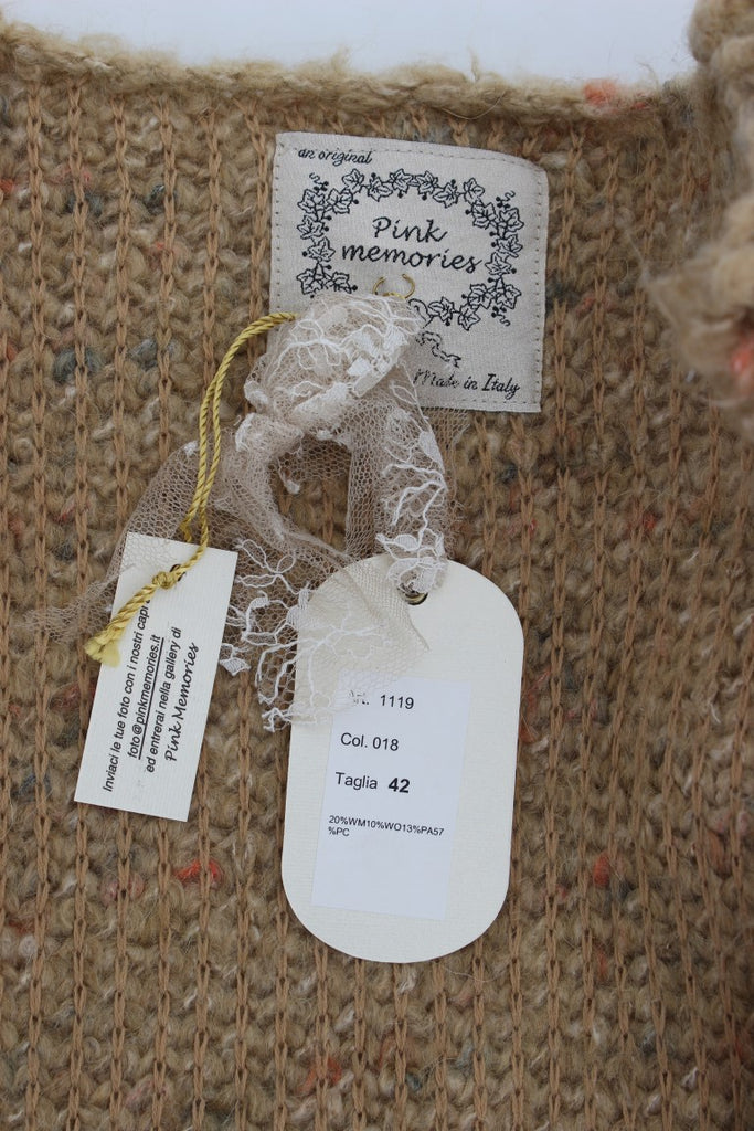 PINK MEMORIES Beige Wool Blend Cape Sweater - Luxe & Glitz