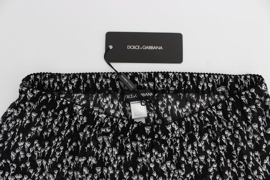 Dolce & Gabbana Black White Floral Lace Silk Sleepwear Shorts - Luxe & Glitz