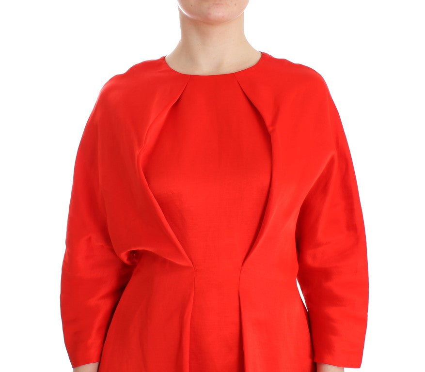 Fyodor Golan Red Mini Linen 3/4 Sleeve Sheath Dress - Luxe & Glitz
