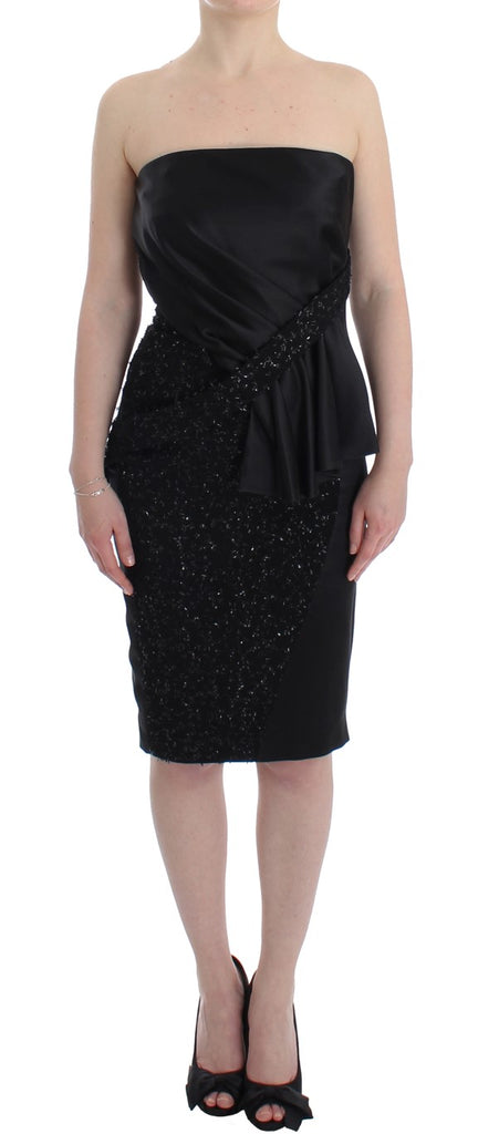 Masha Ma Black Strapless Embellished Pencil Dress - Luxe & Glitz