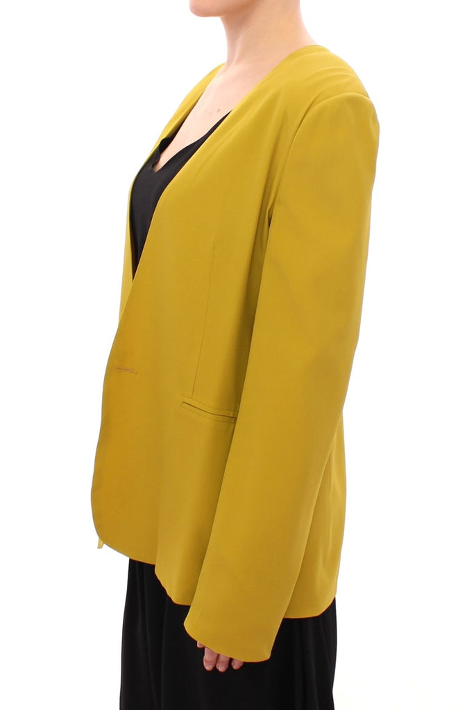 Lamberto Petri Mustard Yellow Silk Blazer Jacket - Luxe & Glitz